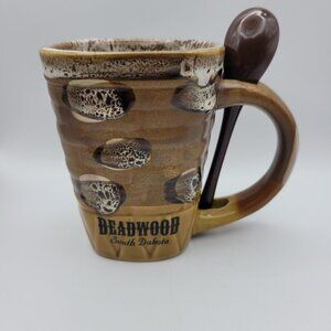 Deadwood South Dakota Mug Spoon Hand Crafted Special Glazing Unique Coffee Tea